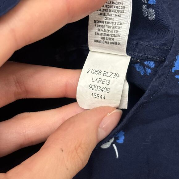 Bonobos Navy Blue White Mens L Slim Fit Floral Pattern Long Sleeve Button Shirt - Picture 6 of 9